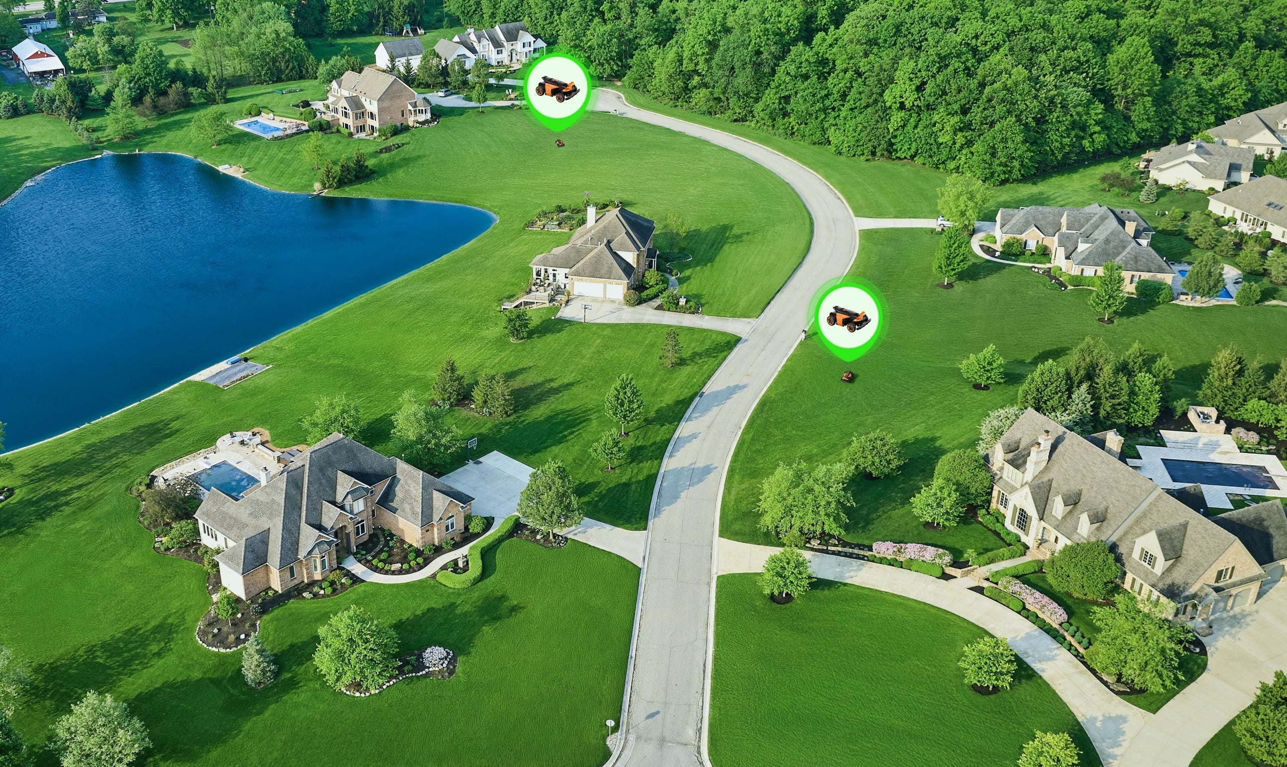 Navimow i110N robot lawn mower is working on the lawn.