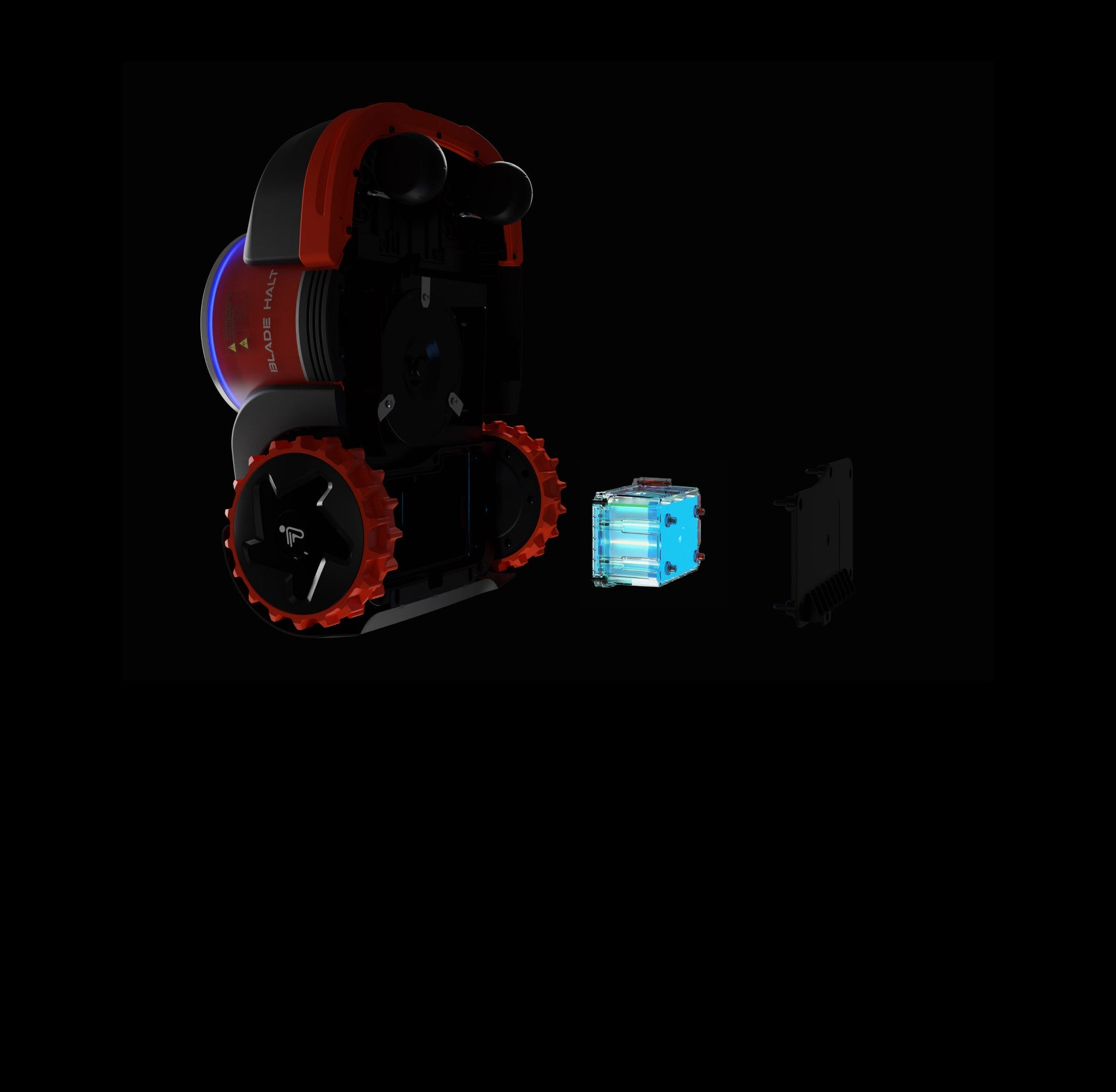 Navimow i110E robot lawn mower showing battery and bottom cover.