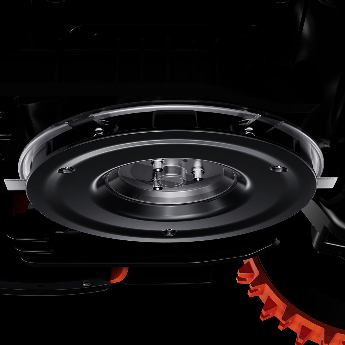 Segway Navimow H2 robot lawn mower underside showing sharp rotary blades