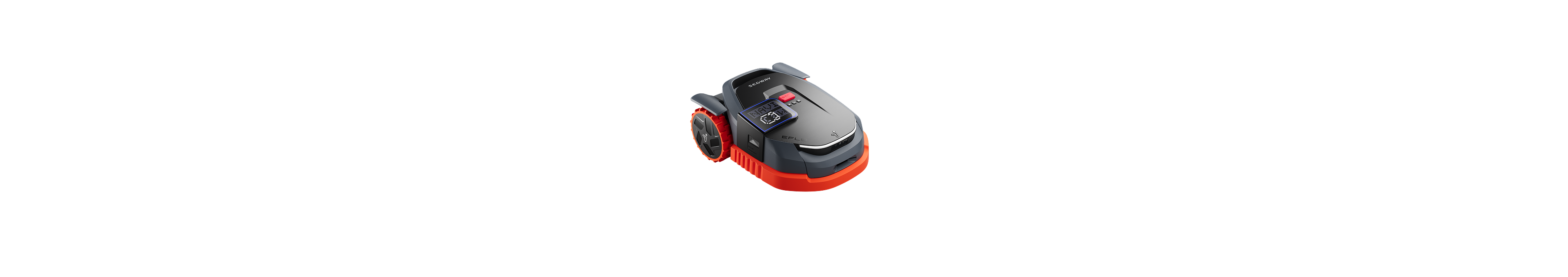 Segway Navimow X3 robot lawn mower light grey orange wheels dial stop white studio