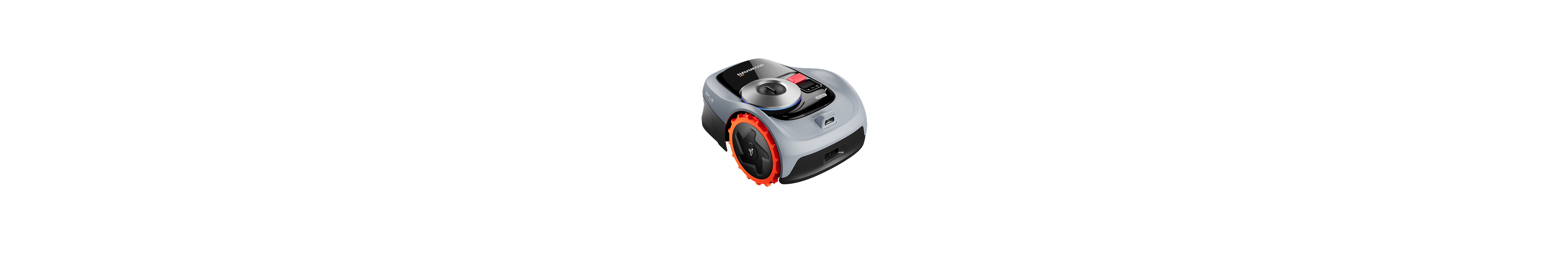 Segway Navimow i105 robot lawn mower LiDAR orange wheels on white background