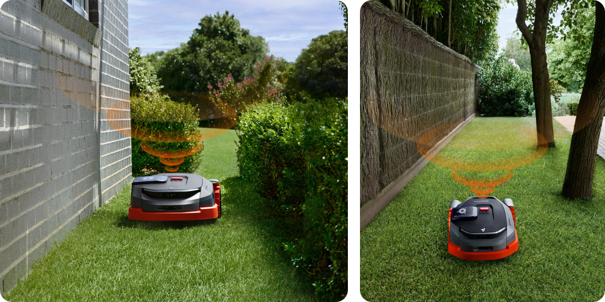 Segway Navimow i Series robot lawn mower mows green grass.
