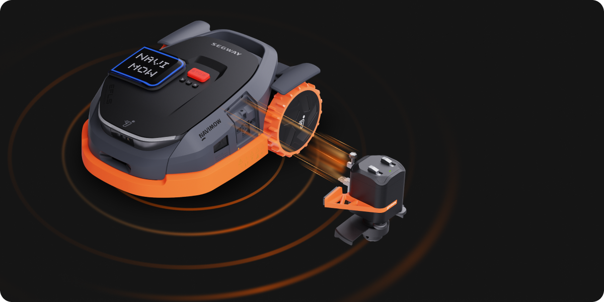 Segway Navimow robot lawn mower with its camera module shown.