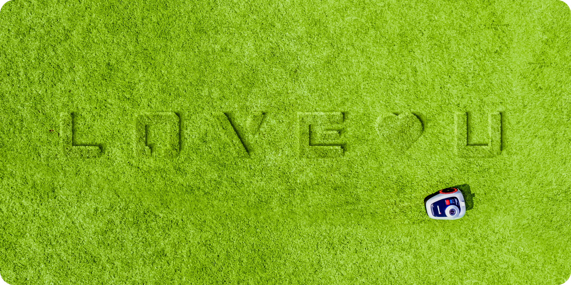 Segway Navimow i105E robot lawn mower mowed heart love pattern.