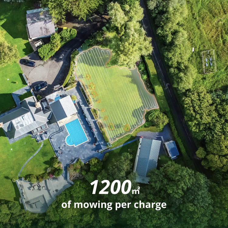 Segway Navimow i110E robot lawn mower mows this large garden.