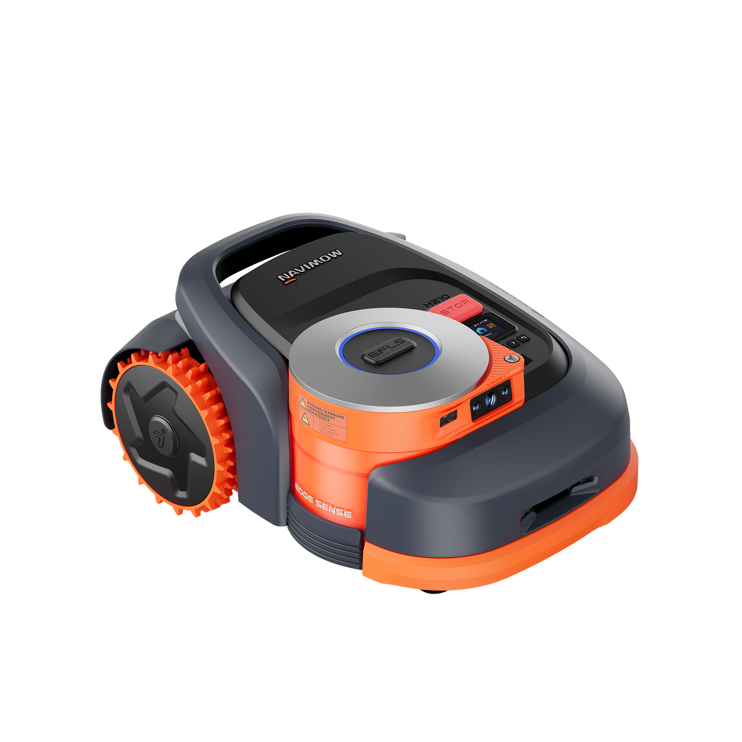 Segway Navimow H210 robot lawn mower three-quarter front view on white background