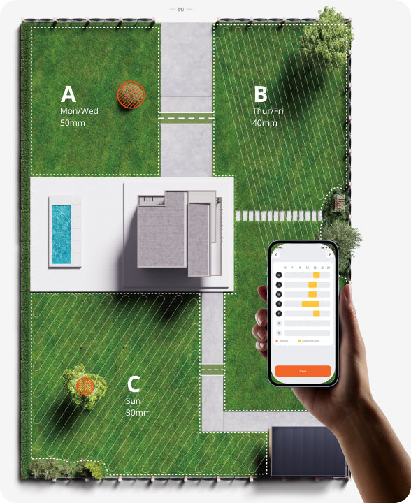 Segway Navimow i105E robot lawn mower app manages garden zones.