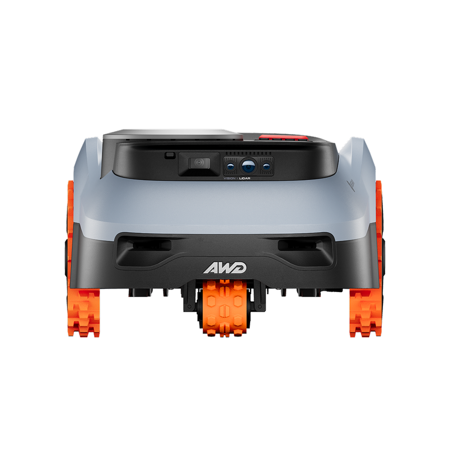 navimow i2 lidar pro robotic lawn mower back end view