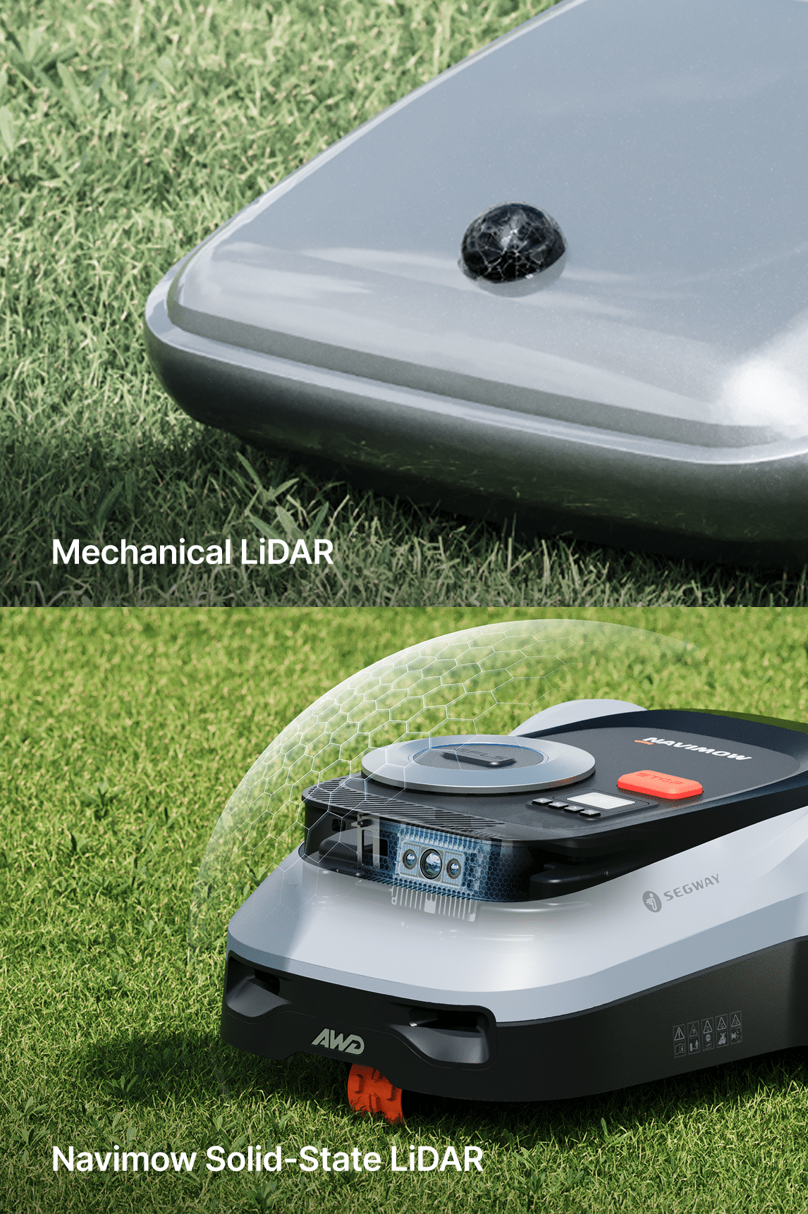 Segway Navimow AWD robot lawn mower with solid state LiDAR.