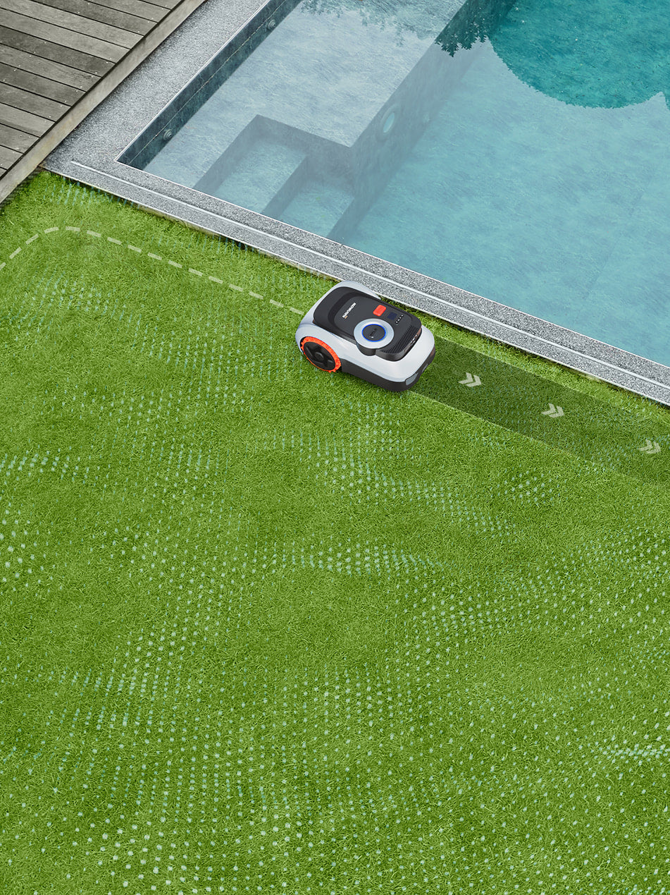 The Navimow i110N robot lawn mower is on the grass.