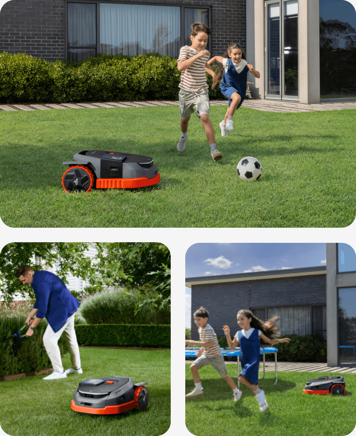 Segway Navimow i105E robot lawn mower in a family yard.