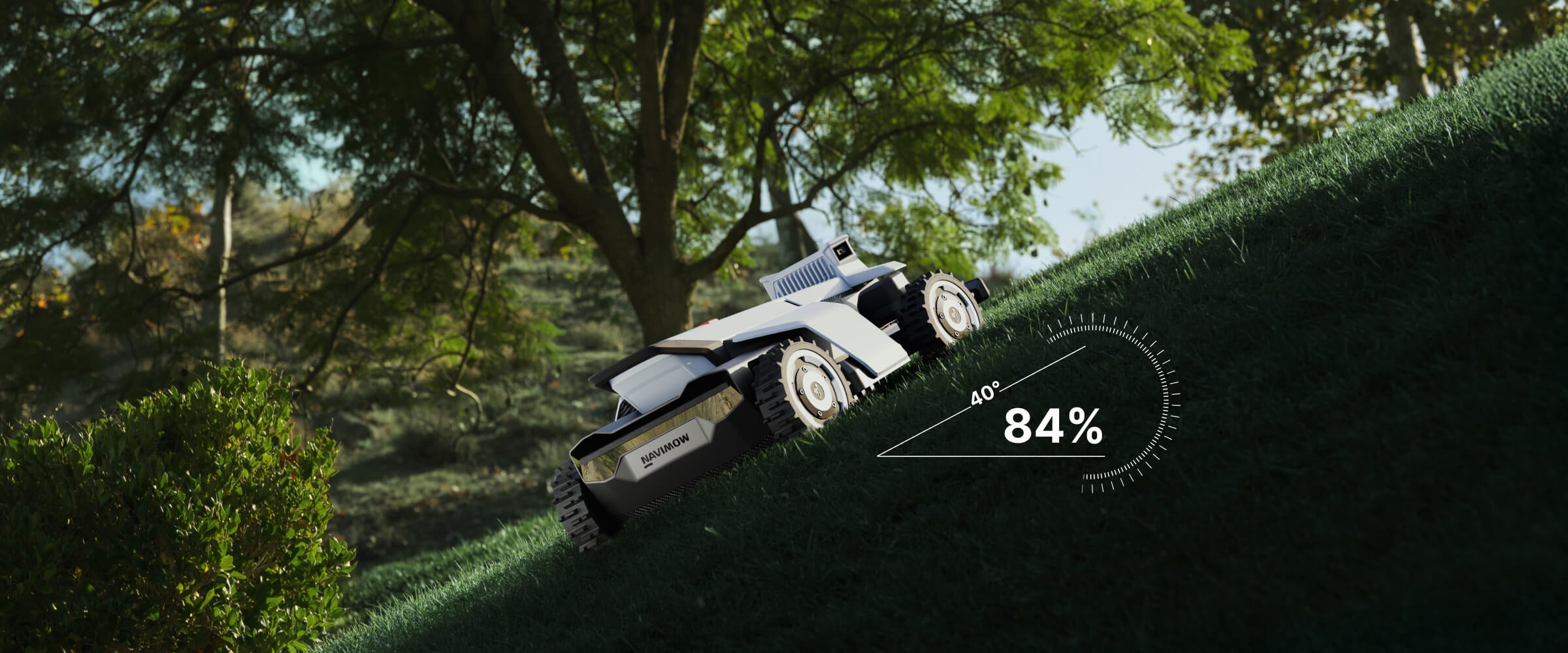 <p>Up to 84% (40°) with ease, going where other mowers simply stop.¹</p>